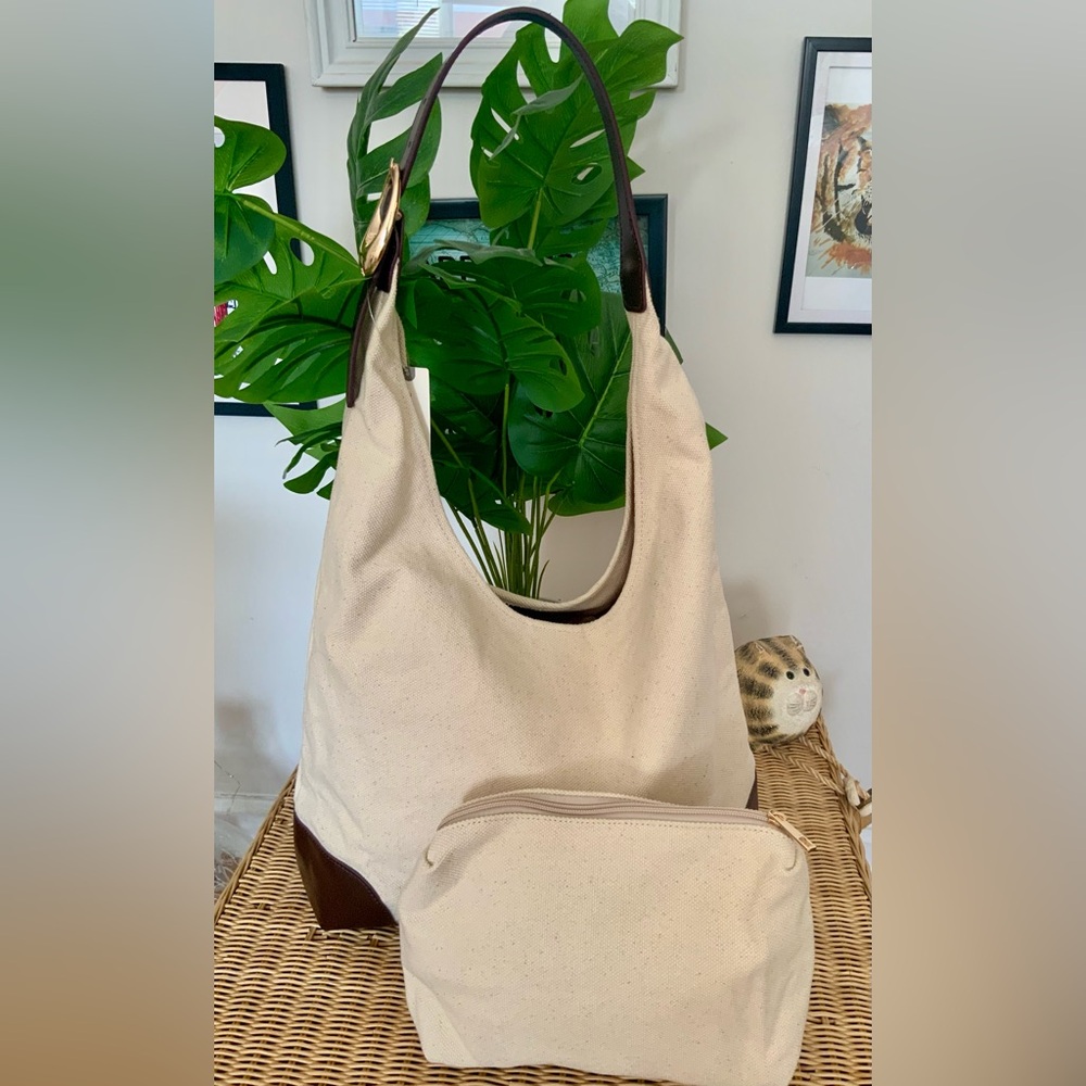 ANTHROPOLOGIE LARGE LOVE KNOT SLOUCHY BAG & POUCH NWT